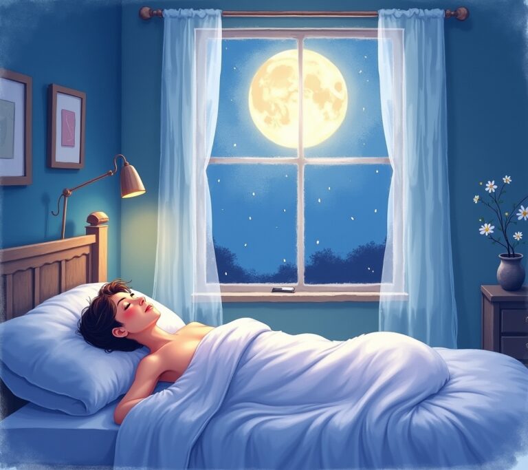 Person practicing 4-7-8 breathing in bed