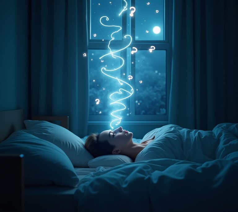 Illustration of a busy mind with swirling thoughts