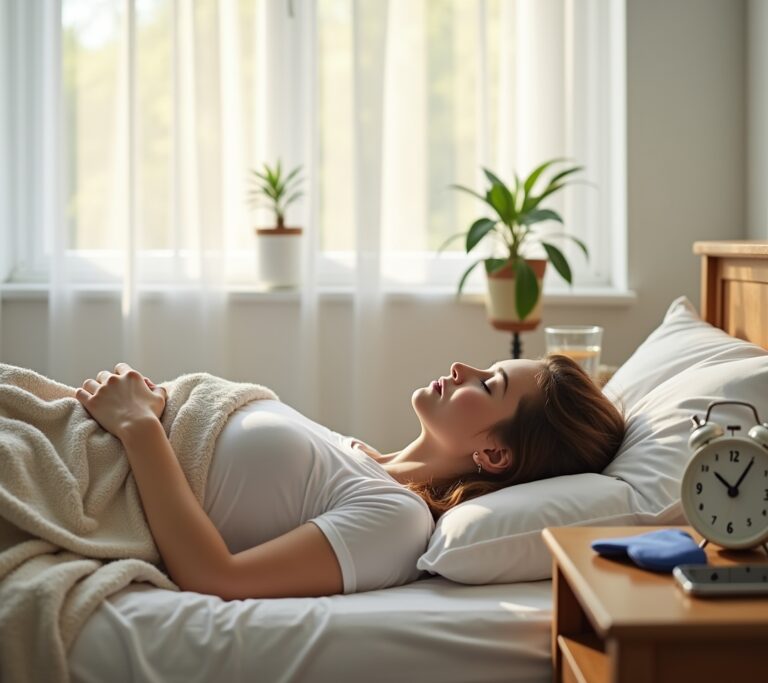 Person napping on a couch with a blanket