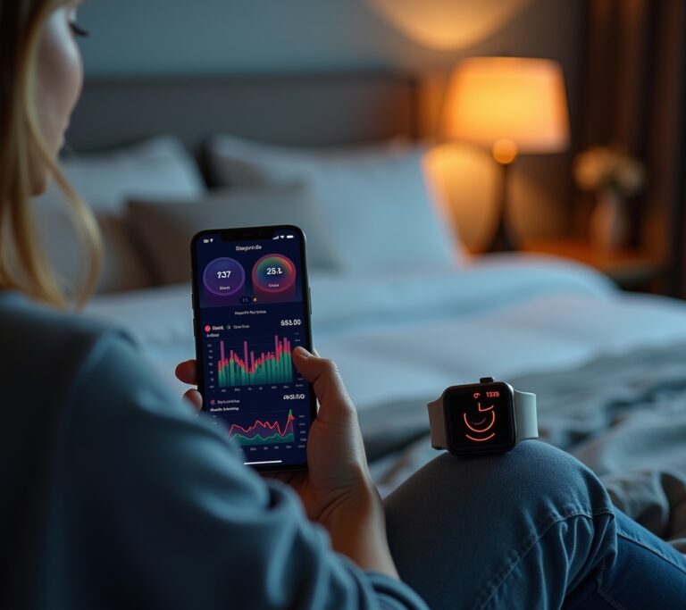 Detailed sleep stage graph on a tablet screen