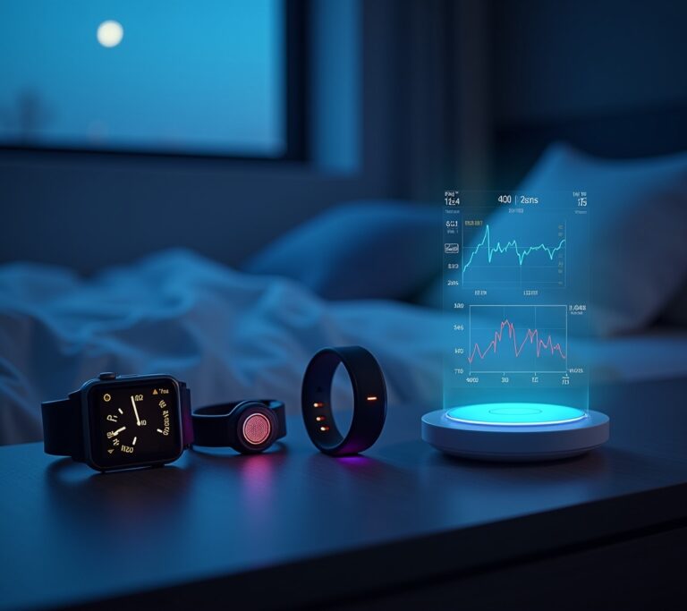 Collection of popular sleep tracking devices on a table