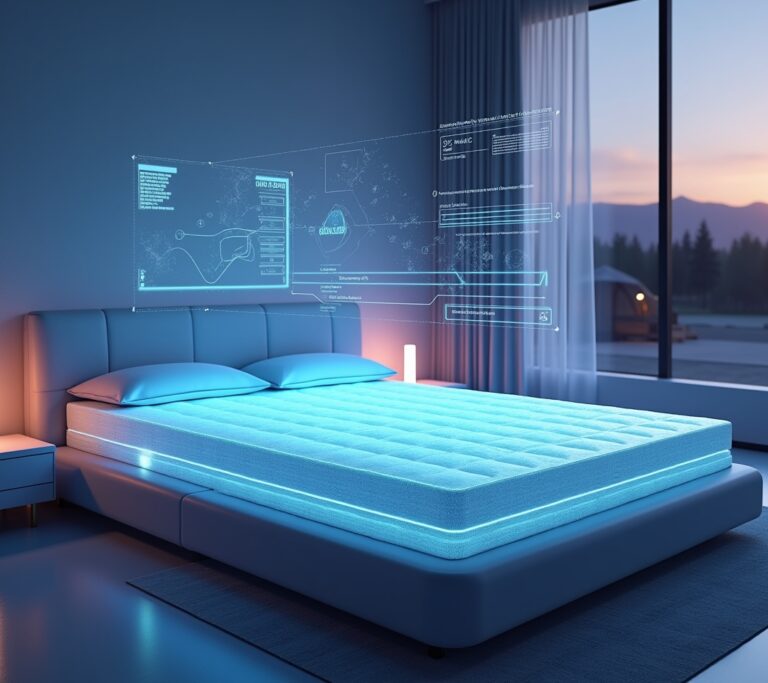 Smart mattress with built-in sleep tracking display