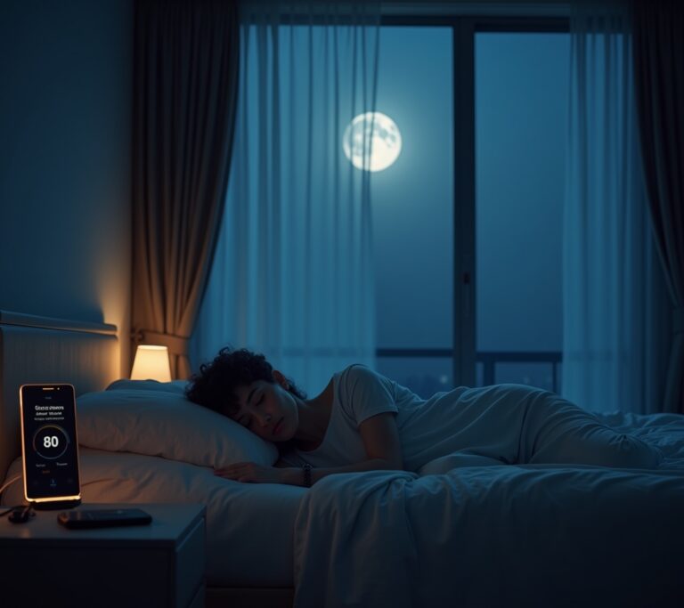 Bedside sleep sensor on a nightstand